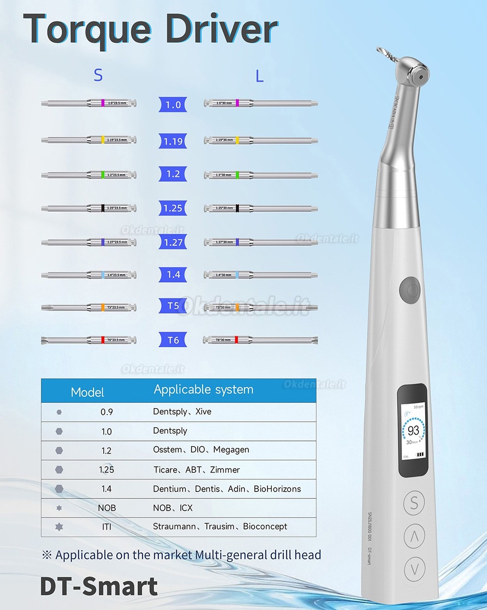Kit chiave dinamometrica elettrici per impianti dentali / Kit cacciavite per impianti dentali